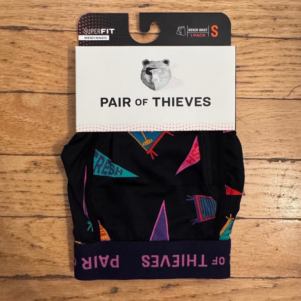 Pair of Thieves SuperFit Boxer Briefs Small Black Pennant‎ Mesh Magic 5" Inseam